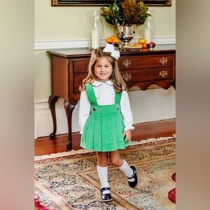TBBC Pearl Prep Skirt Set - Kiawah Kelly Green with Petersburg Plaid, size 2T